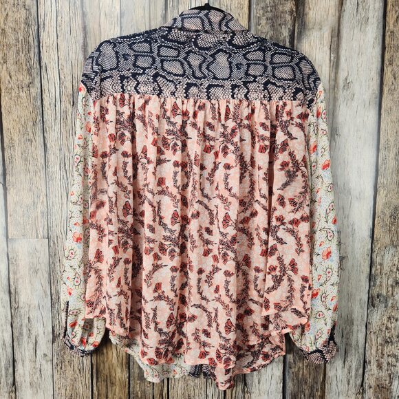 Free People DANI Multi Print Floral Paisley Button Down Shirt - M - Picture 11 of 13